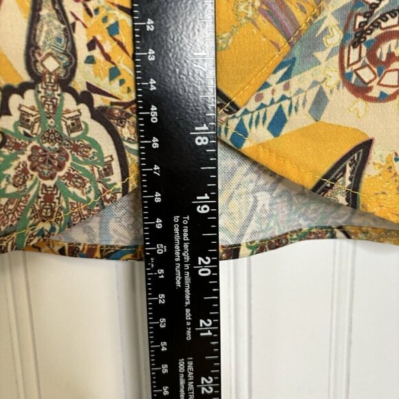 Zara W/B Collection Crop Top Wrap Front LG Yellow Paisley Floral Boho Festival - Picture 13 of 13